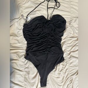 Express Black Ruched One-Piece Swimsuit with Rosette - Kids